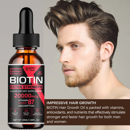 Suero de biotina para el crecimiento del cabello, productos anticaída, crecimiento rápido, previene el frizz, tratamiento reparador para cabello dañado, spray para el cuidado de la barba y el cuero cabelludo.