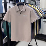 Cotton100% Men's Summer High Quality Short Sleeves Polo Shirt Lapel Button Letter Printing T-Shirt Business Leisure Men Clothing