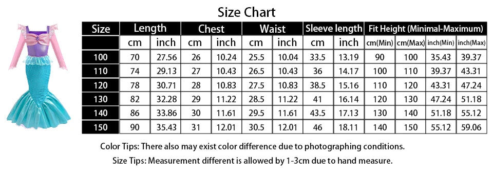 Children's Mermaid Cosplay Costume Girls' Role Play Costume Carnival Halloween Birthday Party Costume Summer Princess Dress