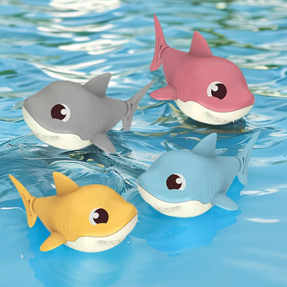 1pc Summer hot new cartoon shark baby water play toy with wind up chain, outdoor beach toy, shower toy, bath toy