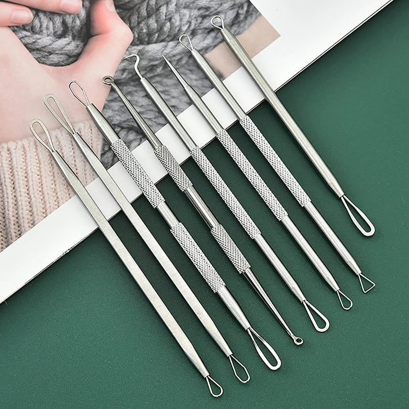 Stainless Steel Blackhead Comedone Acne Blemish Extractor Remover Face Skin Care Pore Cleaner Needles Remove Tools