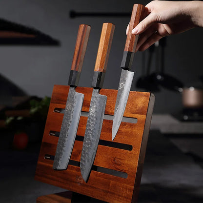 Magnetic Knife Stand Board Acacia Wood Kitchen Display Knife Holder Restaurant Hotel Slicer Butcher Cleaver Magnet Knife Rack