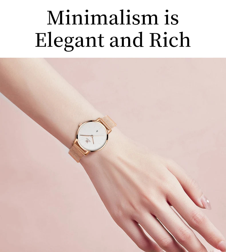 OLEVS Luxury Fashion Watch for Women Stainless Steel Waterproof Quartz Ladies Wristwatch Original Simple Elegant Women's Watches