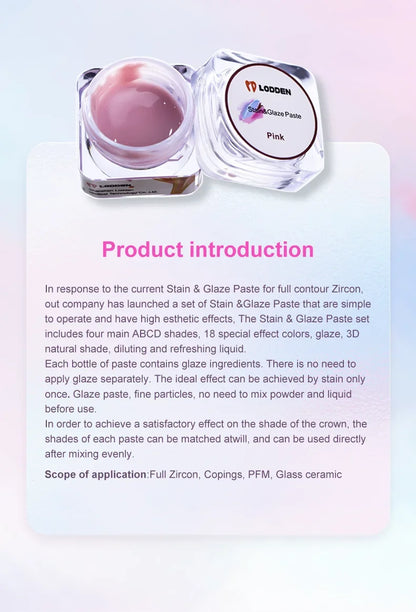 Dental Glaze Paste Diluent Liquid Refreshing Liquid Stain and Glazing Paste Kits for Zirconia Dental Lab Cad Cam Material Lodden
