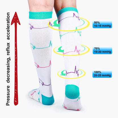 4 Pairs/Pack Compression Socks High Sports Socks for Women Men Running Hiking Edema Diabetes Varicose Veins Socks 20-30mmHg