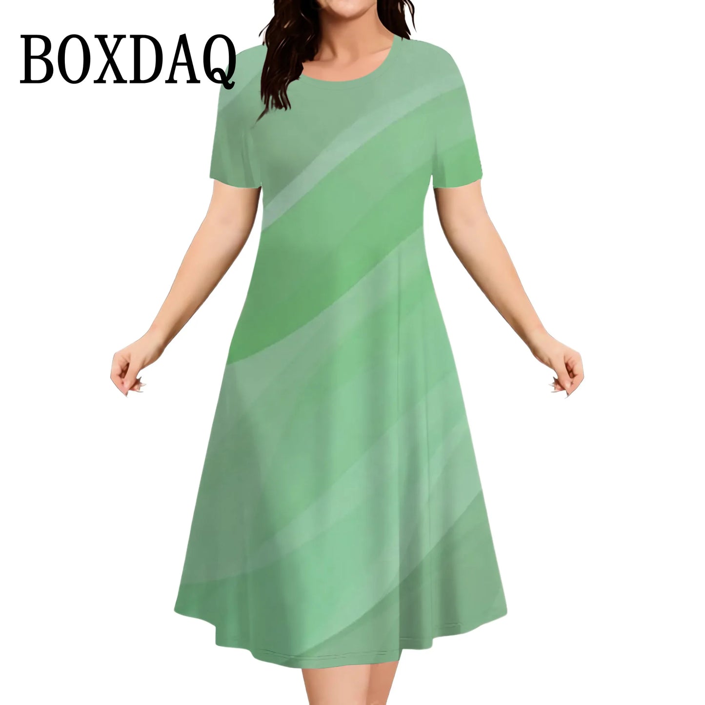 2025 New Women Dresses Large Sizes Short Sleeve Loose Dress Summer Casual Striped 3D Print Fashion Plus Size Female Clothing 9XL