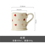 Heart-shaped Ceramic Dinnerware Set, Dinner Plate, Rice Salad Bowl, Coffee Mug, Japanese Love, Warm Gift for Valentine day