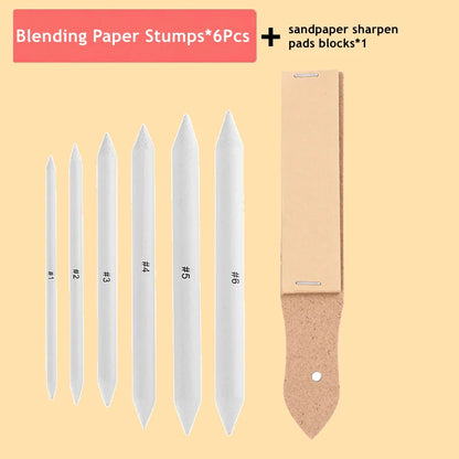 Blending Stumps and Tortillions Paper Art Blenders Sandpaper Pencil Sharpener Pointer for Artist Charcoal Sketch Drawing Tools