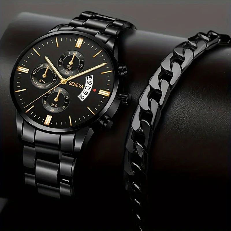 Fashion Men Stainless Steel Watch Luxury Calendar Quartz Wristwatch Men's Business Watches for Men Clock Montre Homme