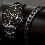 Fashion Men Stainless Steel Watch Luxury Calendar Quartz Wristwatch Men's Business Watches for Men Clock Montre Homme