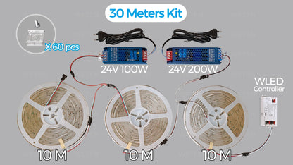 Controlador WLED ESP32 RGBIC COB LED Tira de luz Kit de cinta reactiva al sonido Música Sincronización Funciona con Alexa 24V 5 10 15 20 25 30 40 M