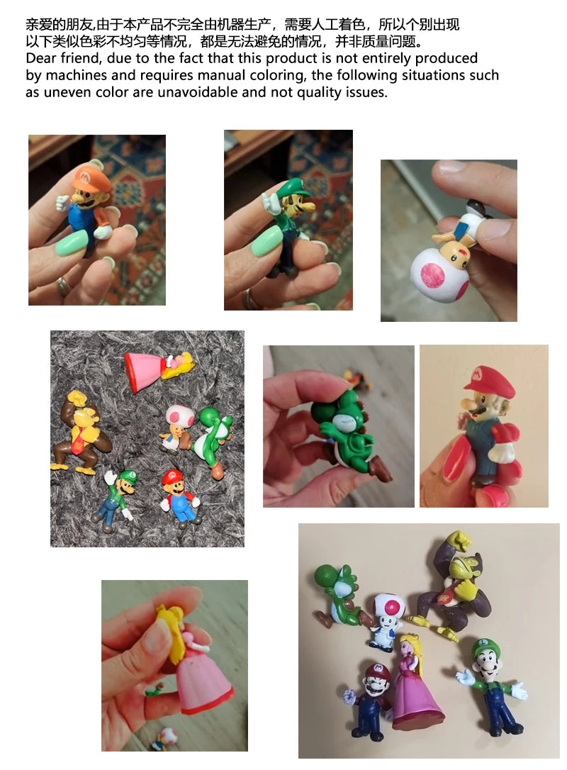 Figuras de acción de Super Mario Bros. de PVC, set de 6 unidades, Luigi, Yoshi, Donkey Kong, Mushroom, para niños, regalos de cumpleaños