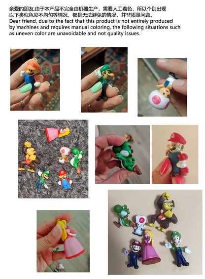 Figuras de acción de Super Mario Bros. de PVC, set de 6 unidades, Luigi, Yoshi, Donkey Kong, Mushroom, para niños, regalos de cumpleaños