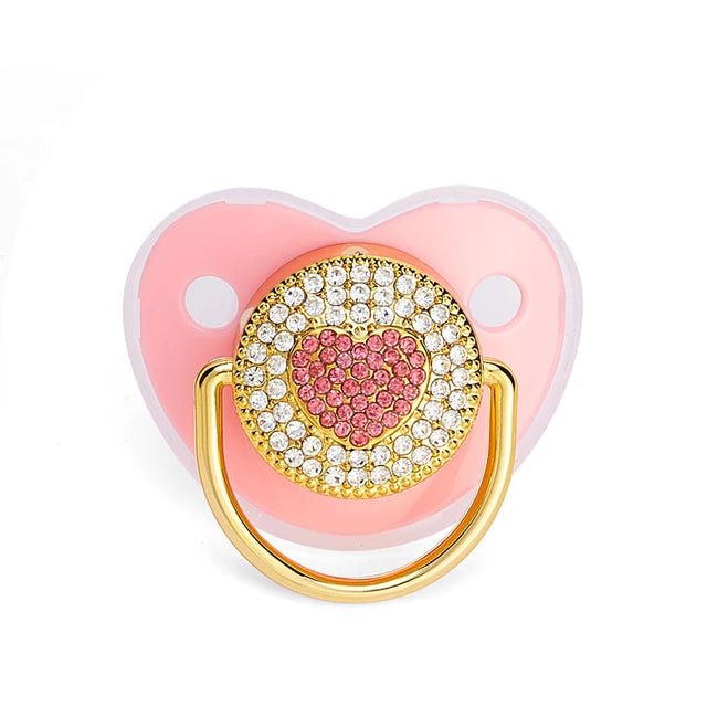 Luxo bebê recém-nascido chupeta coroa de strass chupeta infantil mordedor silicone chupeta titular manequim chuveiro do bebê presente