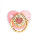 Luxo bebê recém-nascido chupeta coroa de strass chupeta infantil mordedor silicone chupeta titular manequim chuveiro do bebê presente