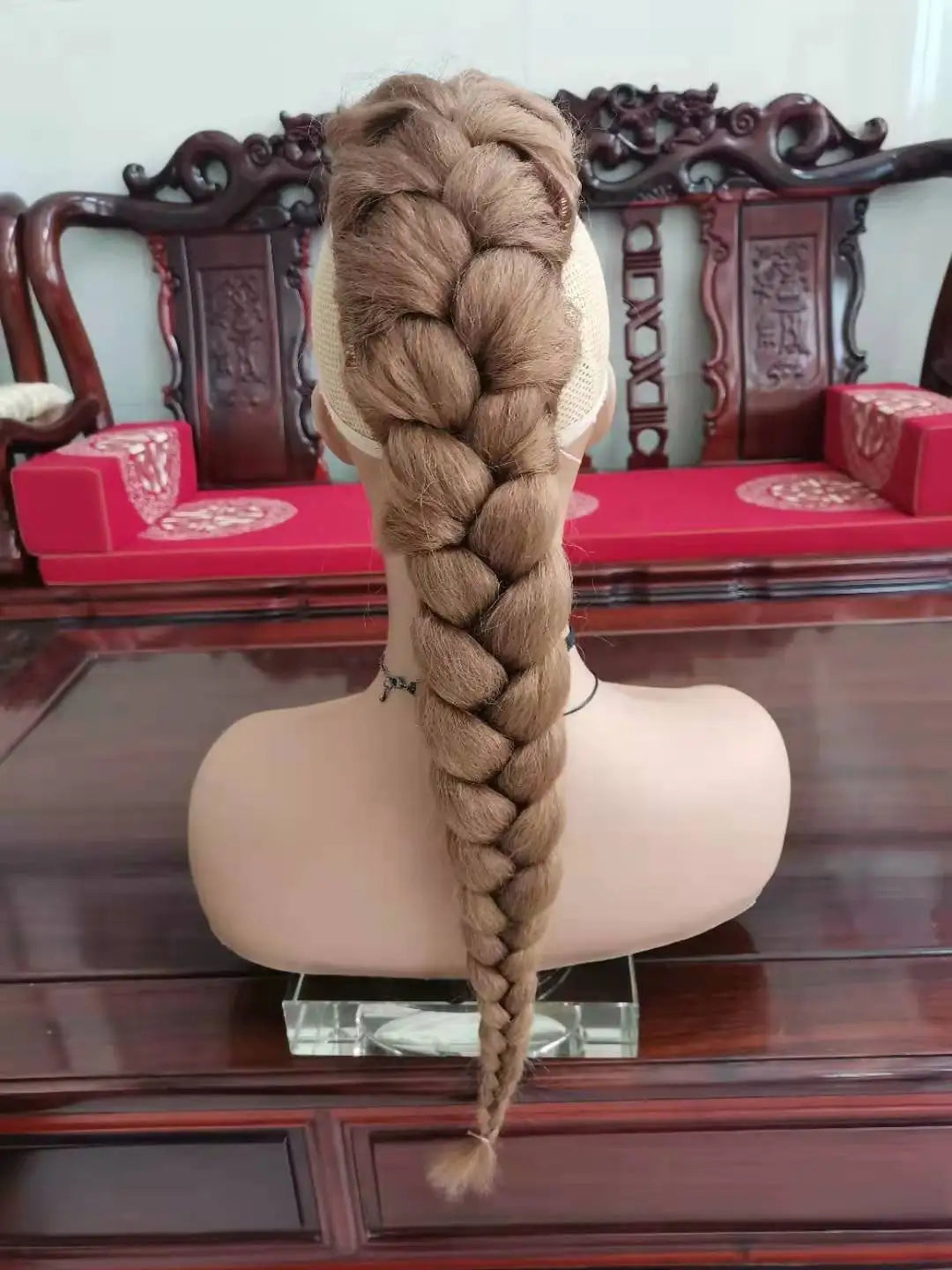 Rabo de cabelo com trança 75cm textura afro kinky straight