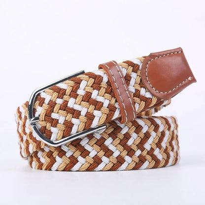 107/120/130cm UNISEX Casual Knitted Pin Buckle Women Belt Woven Canvas Elastic Expandable Braided Stretch Jeans Belts for Men