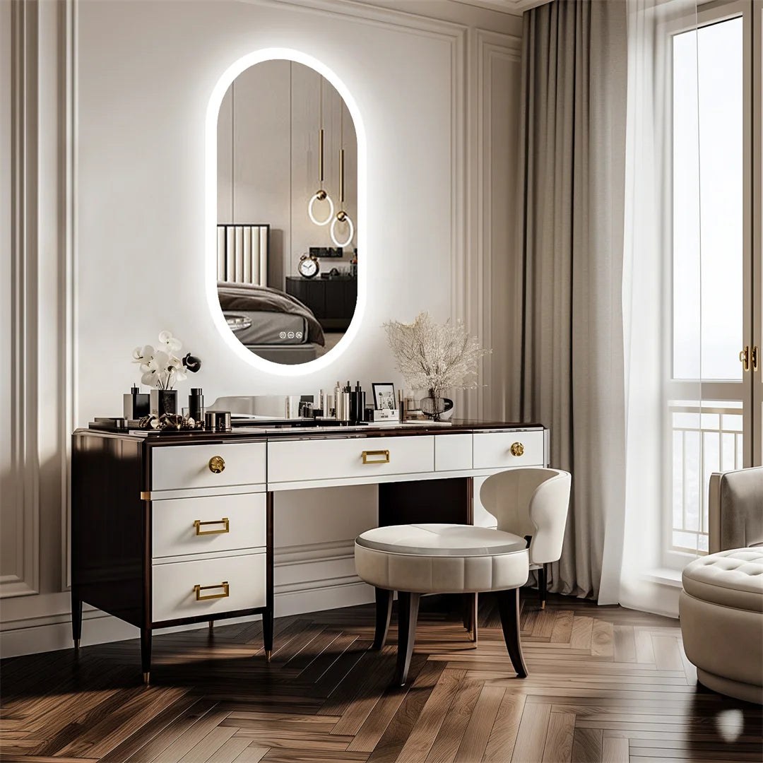LUVODI Backlit Lighted Bathroom Mirror LED Bedroom Vanity Mirror Salon Mirror with Touch Sensor Dimming Defog IP44