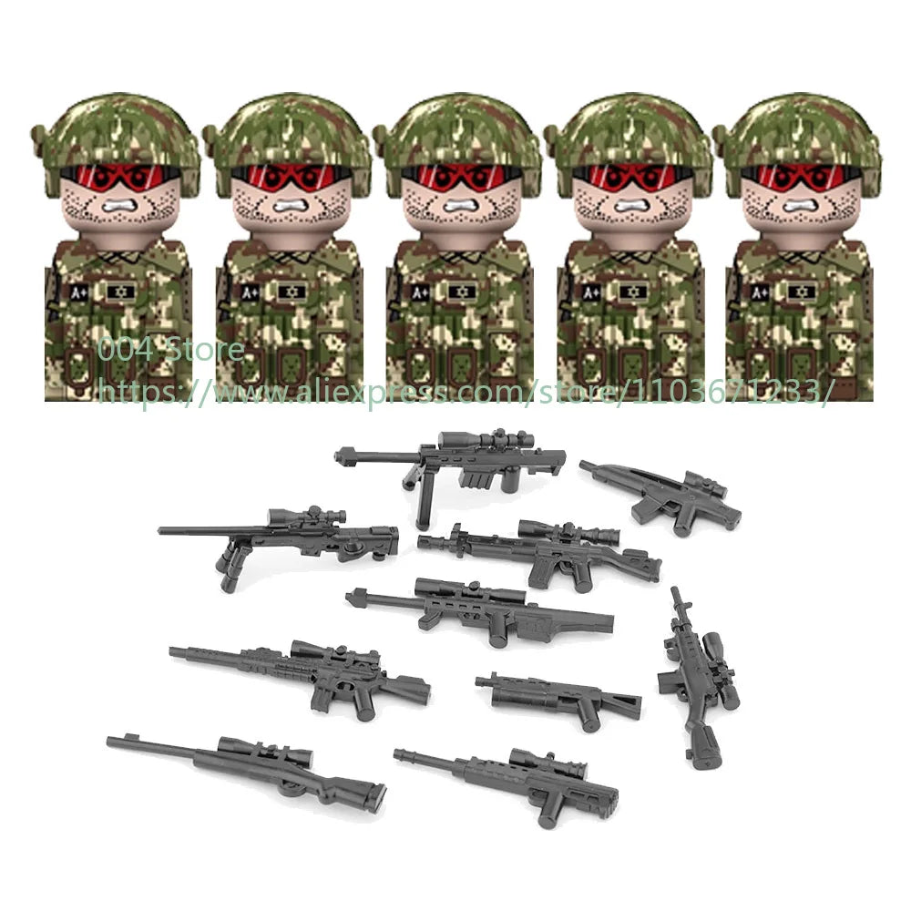 Military Special Forces Action Figure Building Blocks Ghillie Suit Weapons Sniper SWAT Ghost KSK Police Bandit Boy Toy Gift F029