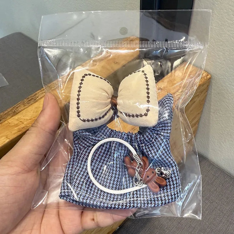 For 17cm Labubu Doll Luxury Brand Design DIY Accessories Dress Sweater Overalls T-shirt Hat Set For Labubu Trendy Clothing Gift