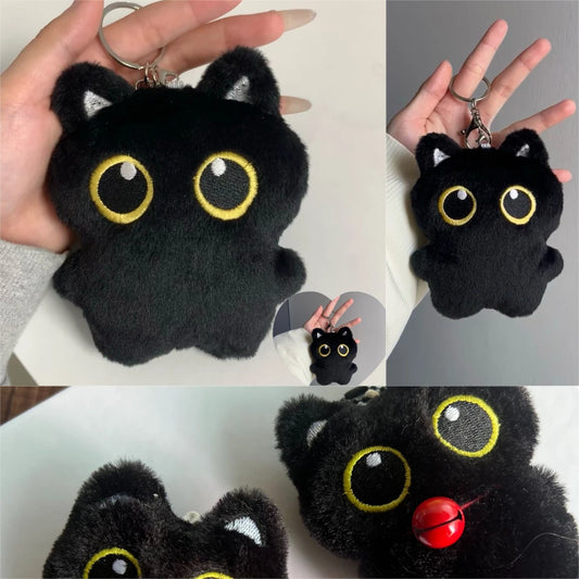 Black Cat Doll Pendant Keychain Cute Pilot Little Black Cat Hanging Backpack Keychain Creative Cat Plush Keychain Gift for Phone