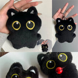 Black Cat Doll Pendant Keychain Cute Pilot Little Black Cat Hanging Backpack Keychain Creative Cat Plush Keychain Gift for Phone