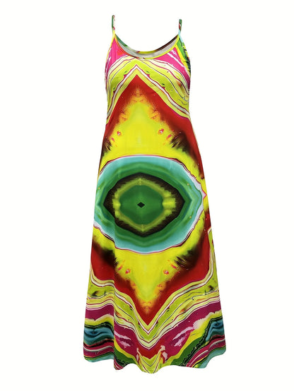 Vestido lencero de talla grande para mujer 2024, vestido largo de tejido de punto muy elástico, elegante, a la moda, para citas, con un bonito estampado geométrico.