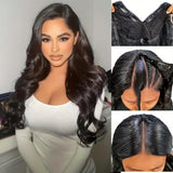 Peruca V-part cabelo humano ondeulado body wave-sem cola glueless