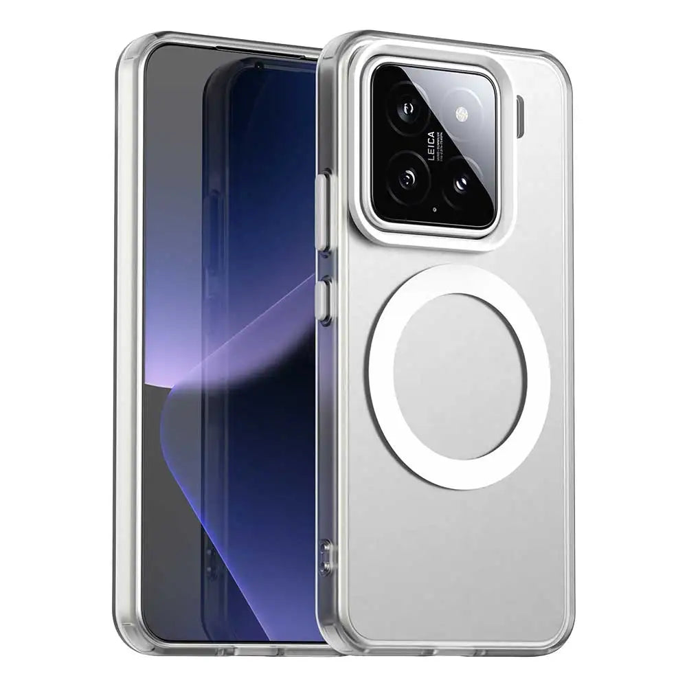 Magnetic Wireless Charging Case For Xiaomi 15 Mi 14 14T Pro Cover Candy Colors Transparent Back Shell Coque