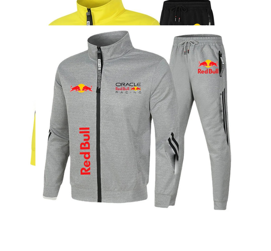 2025Red Bull Logo Men's Polo Set 2-piece New Red Bull Printed Jacket Men's Fashion Casual Simple Baseball Jacket Polo Set Stormt
