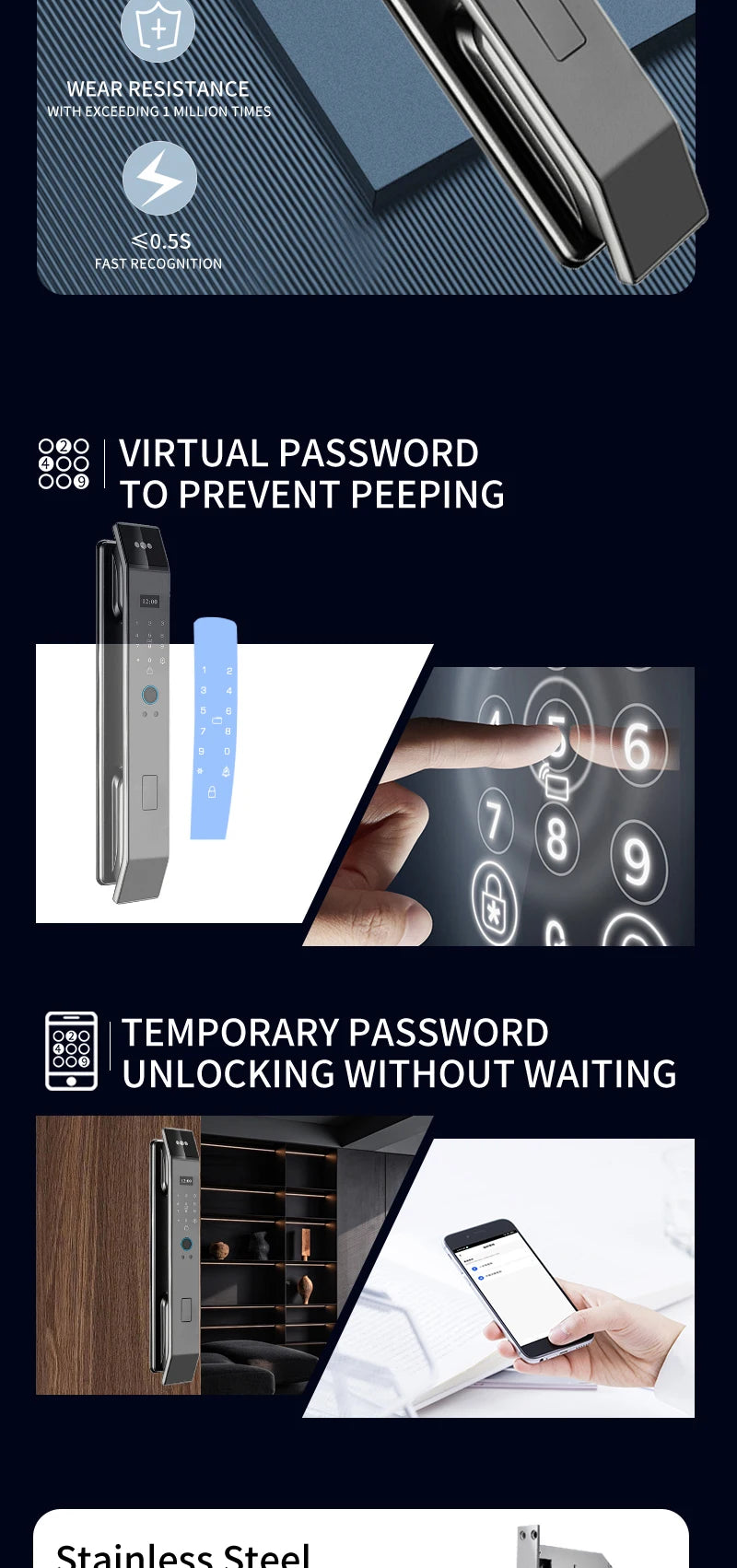 XSDTS Wifi Tuya APP Face Recognition Smart Door Lock With Camera Video Call Voice Intercom Digital Door Lock Automatic Door Lock