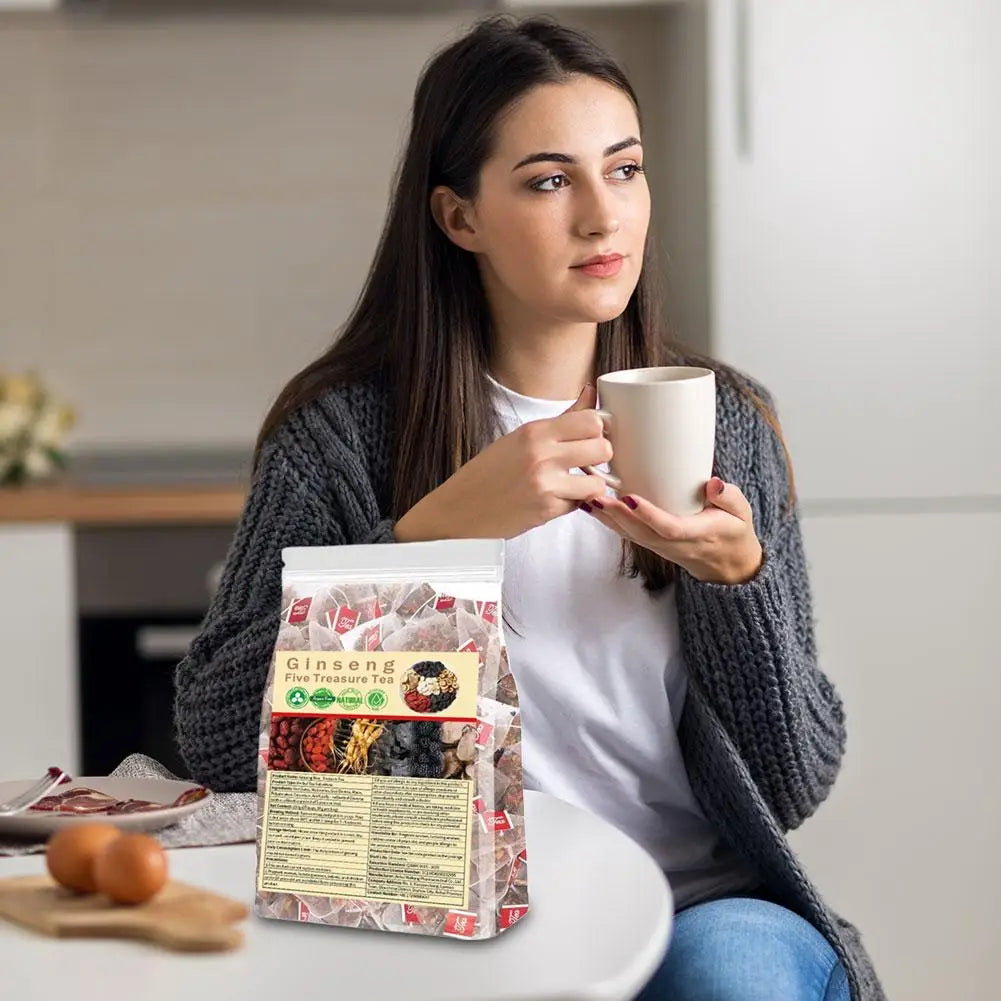 Kidney Cleansing Detox Tea Ginseng Five Treasure 6 Ingredients Natural Herbal Unisex Daily Health Care Tea