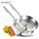 2/3PCS Frying Pan 22/24/26/28CM 304 Stainless Steel 2MM Thick Wok Pan 5 Ply Steel Food Grade Non-Stick Pans for Cooking Pot