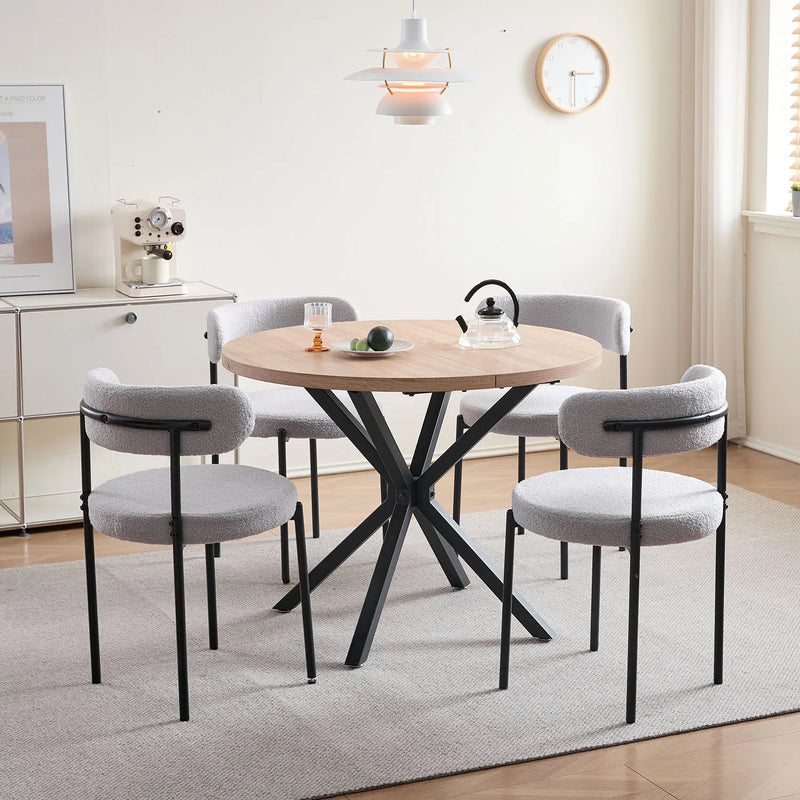 EGOONM 4Pcs Nordic Style Dining Chairs Upholstered Kitchen Chairs with Teddy Velvet Chair Home Desk Dining Room Kitchen Chairs