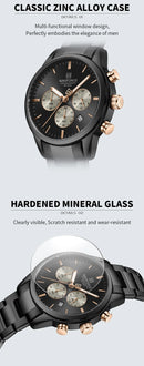 NAVIFORCE NF8076 Sports Watches for Men Stainless Strap Quartz 3ATM Waterproof Shockproof New Fashionable Clock