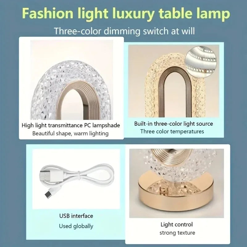 3D Crystal Touch Control LED Night Light for Kids Bedroom - USB Rechargeable Color Changing Square Star Moon Shapes Lamp