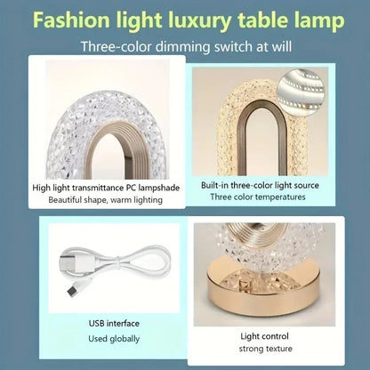 3D Crystal Touch Control LED Night Light for Kids Bedroom - USB Rechargeable Color Changing Square Star Moon Shapes Lamp