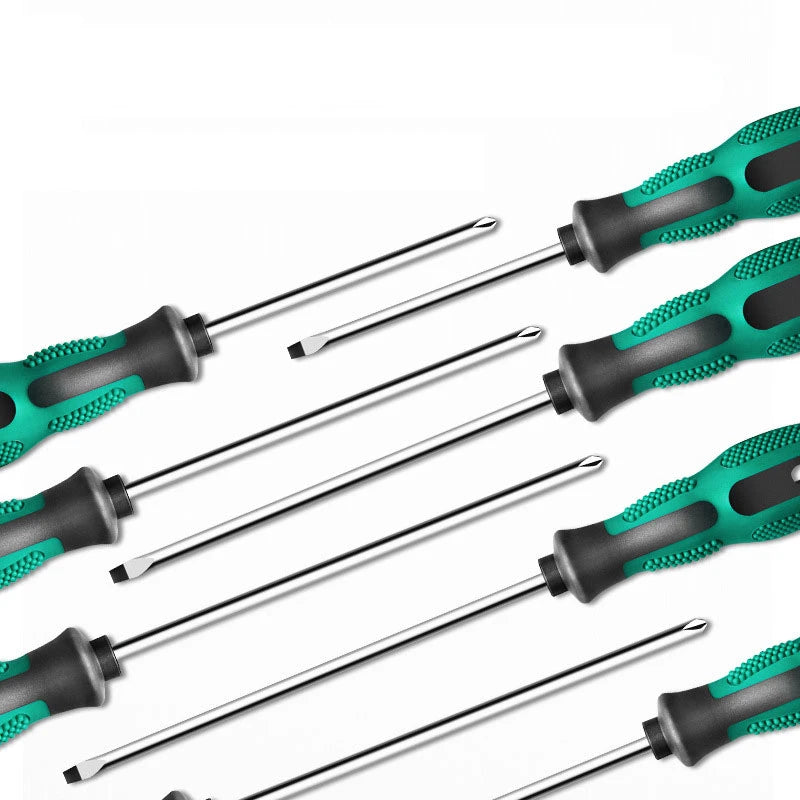 Magnetic Slotted Phillips Cross Head Screwdriver Bit Batch Head Full Length 150-300mm Steel PP Non-Slip Handle Hand Repair Tools