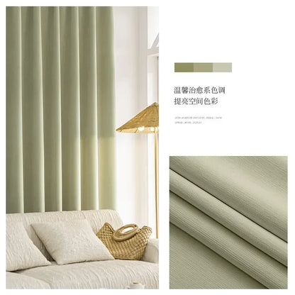 French Chenille Cream White Velvet Curtain Modern Simple Blackout Curtains for Living Dining room Bedroom Tulle Customization