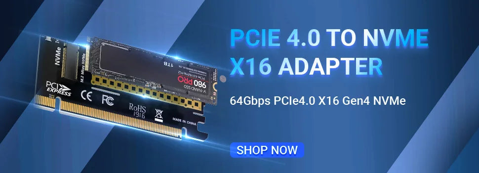 JEYI VolleyStar PCIE To NVMe Adapter With Aluminum Alloy  Heatsink, M.2 RGB PCIe 4.0 Card With 1/2U Low Standard Profile Bracket