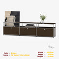 Modern Modular Low TV Cabinet｜3-Tier Sideboard with Drop Doors｜Steel Frame Storage Bench Unit | Minimalist Low Media Console