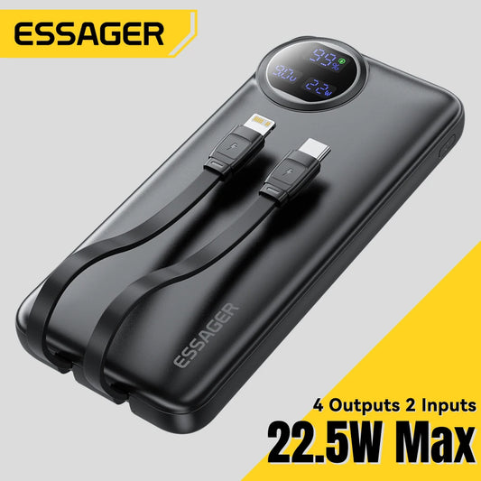 Essager Power Bank 30000mAh 22.5W PD Fast Charging Powerbank Portable Battery Charger For iPhone 15 14 13 12 Pro Max Huawei