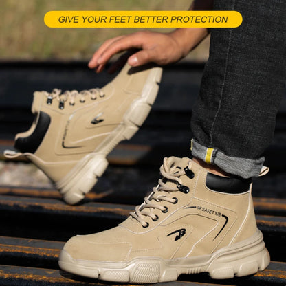 Steel Toe Safety Shoes Men, Anti-Puncture Anti-Smash Non Slip Industrial Work Boots Lightweight Kevlar-Midsole Protective Shoes
