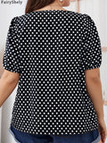 Fairyshely 2025 Summer Casual Print Plus Size Top Women Square Collar Loose Large T-shirt Lady Short Sleeve Elegant Curvy Tops