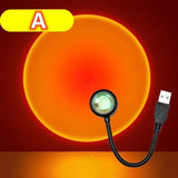 Proyector de lámpara de atardecer LED USB RnnTuu, luz nocturna portátil para decoración del hogar, luz de ambiente para sala de estar, fotografía de pared, luces de neón
