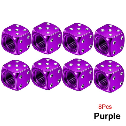 Aluminum Dice Tire Valve Caps Dustproof Car Truck Motocycle Bike Dice Wheel Stem Tyre Tire Wheel Stem Air Valve Dust Cap Cover