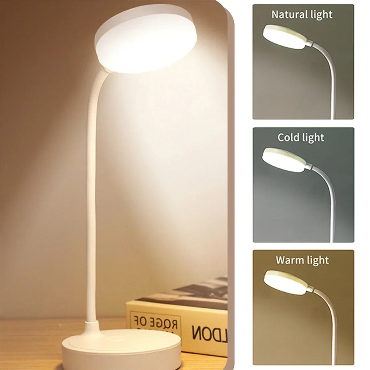 Portable LED Desk Lamp USB Plug Powered Table Light Support 3 Color Stepless Dimming Eye Protection Bedroom Bedside Lamp