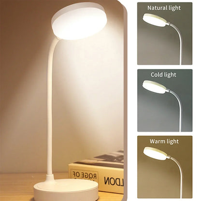 Portable LED Desk Lamp USB Plug Powered Table Light Support 3 Color Stepless Dimming Eye Protection Bedroom Bedside Lamp