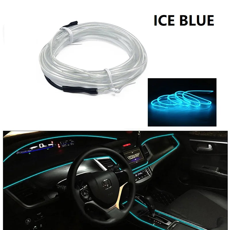3M Car Cold Light Line LED Car Atmosphere Lamp Flexible Interior Decoration Moulding Trim Strips Light For USB Line Tube