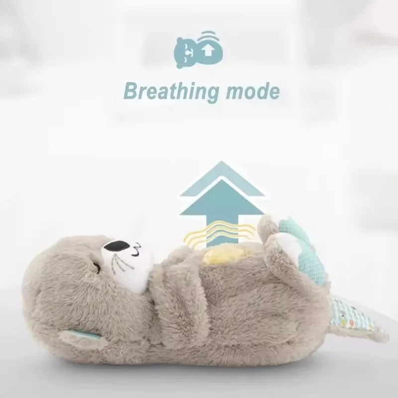 Baby Toy Doll, Breathing Bear, Newborn Sleep Relaxation Playmate, Otter Toy, Gentle Sleep Music, Light Plush Toy with Sound, Gif